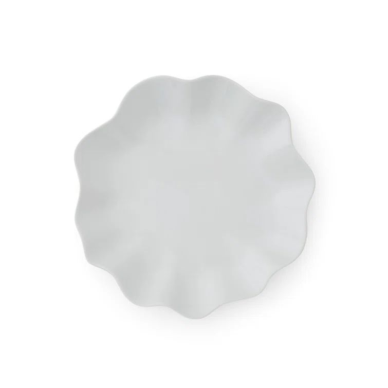 Handcrafted Gray Ceramic Scalloped Dinner Plates, Set of 4