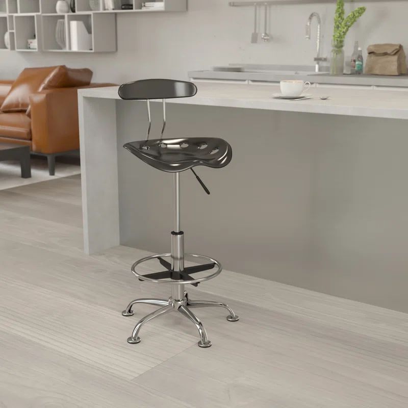 Adjustable Black and Chrome Swivel Tractor Stool