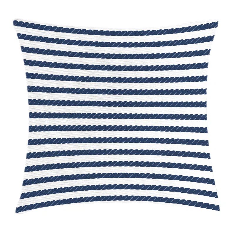 Nautical Navy and White Polyester Square Throw Pillow
