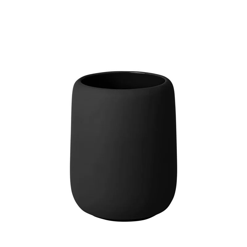 Black Ceramic Soft-Touch Bathroom Tumbler Toothbrush Holder