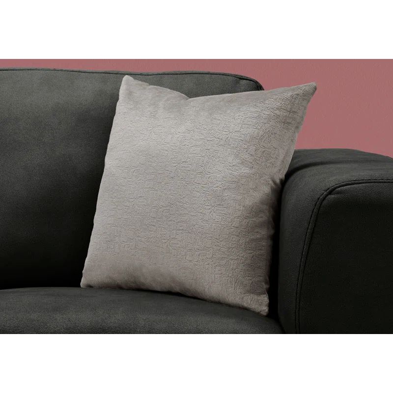 Gray Mosaic Velvet Square Accent Pillow with Polyester Insert