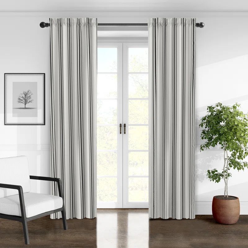 Ebony Cotton Rod Pocket Drapery Panels, 50" W x 120" L