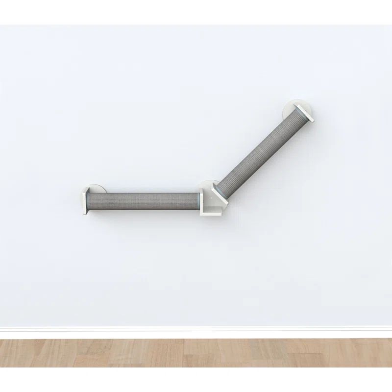 Gray and White Wall-Mounted Sisal Cat Scratching Post System