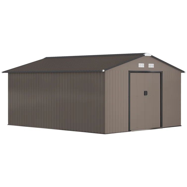 11' x 13' White Metal Garden Storage Shed with Windows