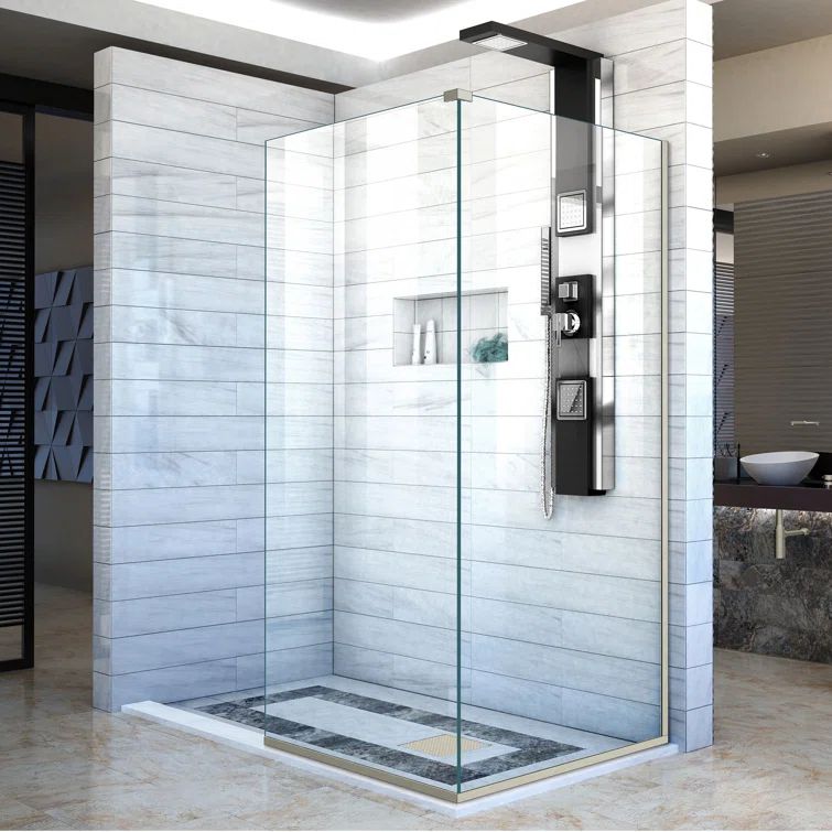 Linea 34"W x 72"H Frameless Clear Glass Shower Enclosure