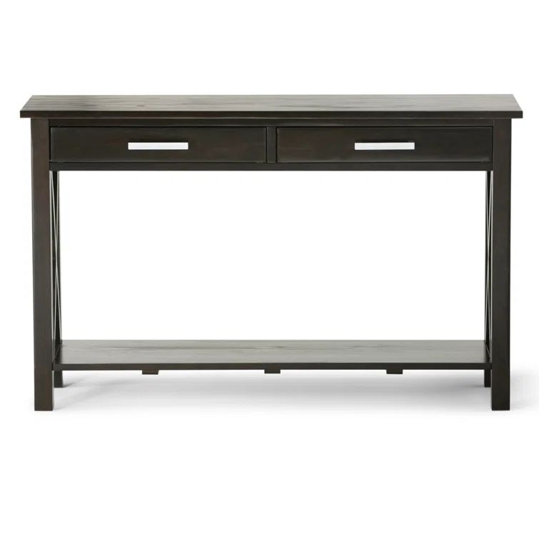 Hickory Brown Solid Wood Console Table with Storage