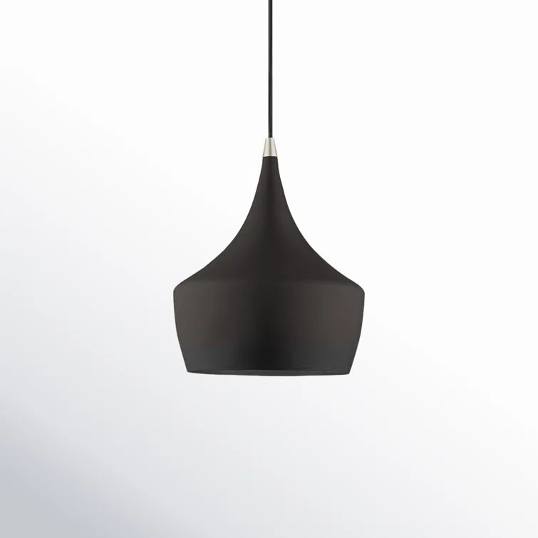 Contemporary Mini Pendant with Black Metal Shade and Gold Finish Inside