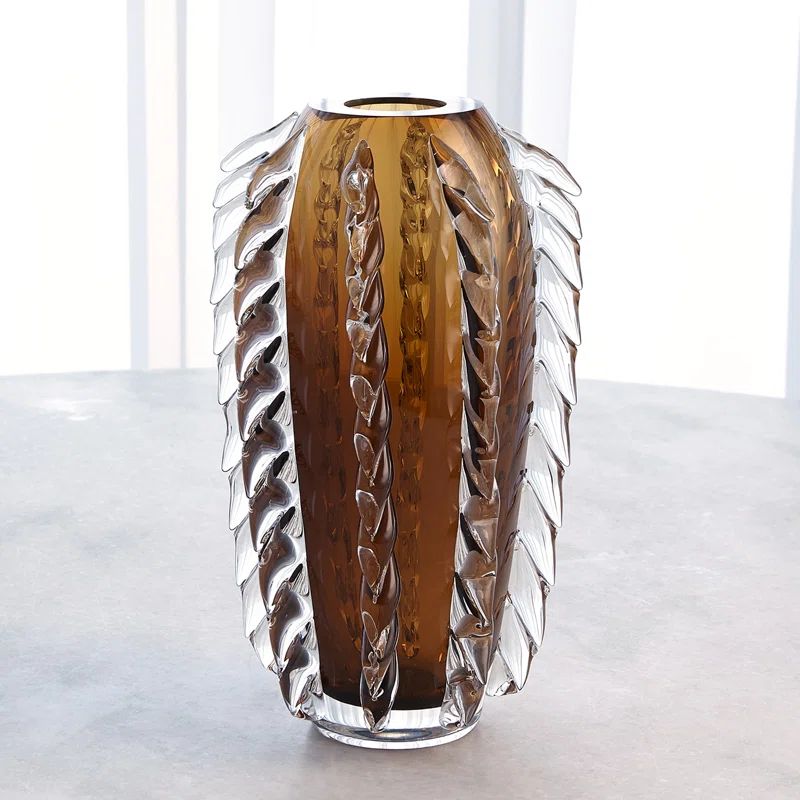Brown Blown Glass Cylinder Decorative Table Vase