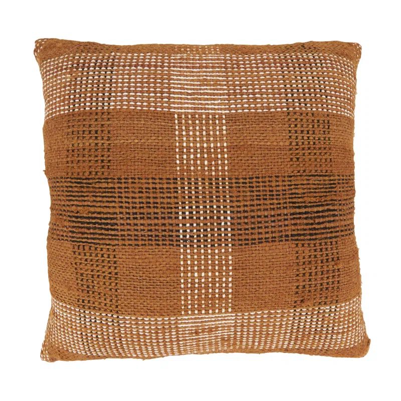 Rustic Brown and Beige Plaid Cotton Throw Pillow Cover