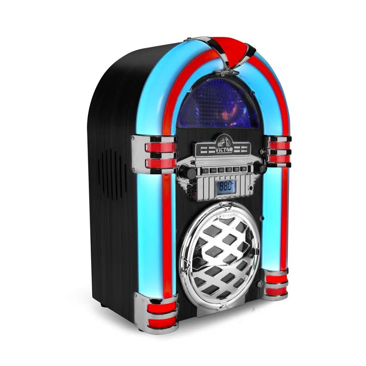 Victor Black Bluetooth CD Jukebox with Multicolor LED Lighting