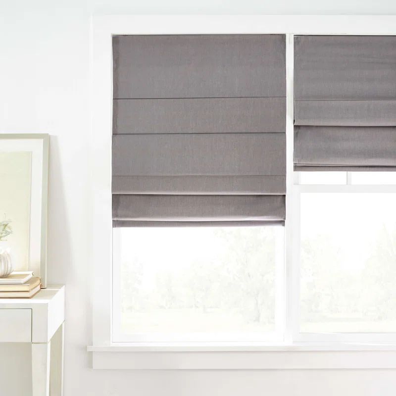 Gray Cordless Fabric Roman Blackout Shade 27"W x 63"L