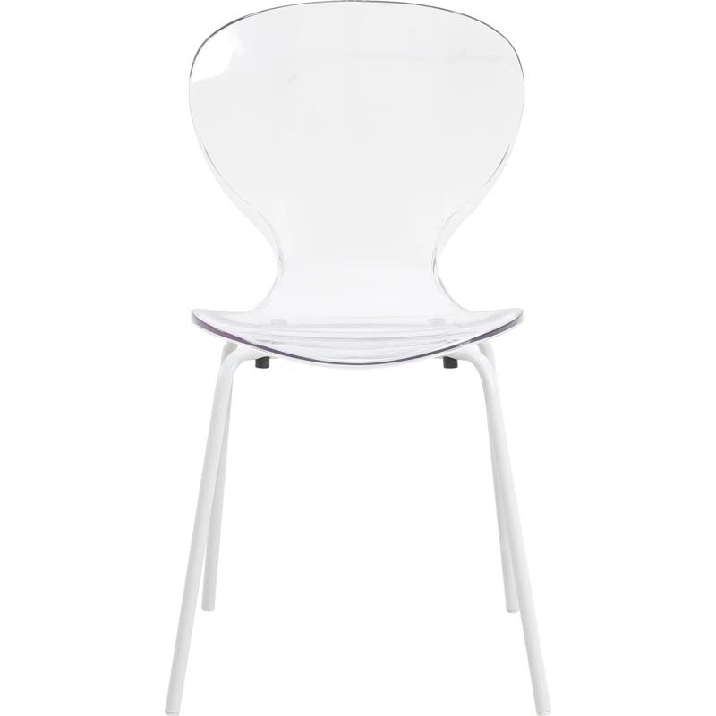 Clear Transparent Side Chair with White Metal Legs