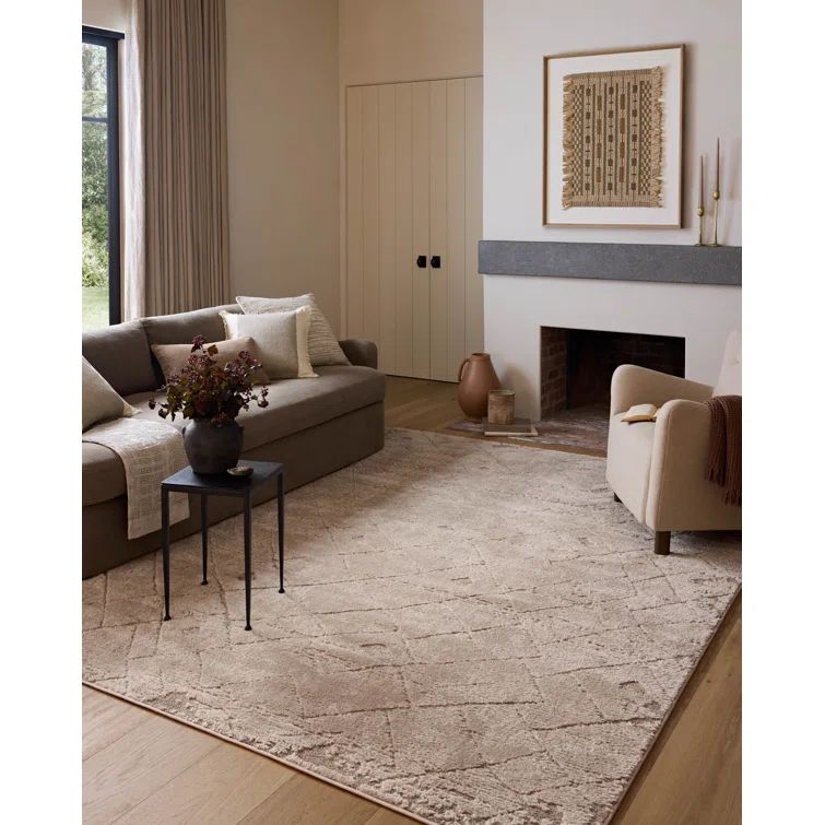 Monty Beige and Natural Abstract Square Rug