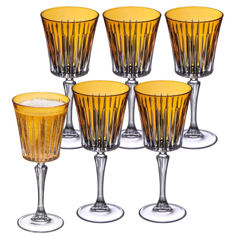 Amber Crystal Wine Goblets Set of 6