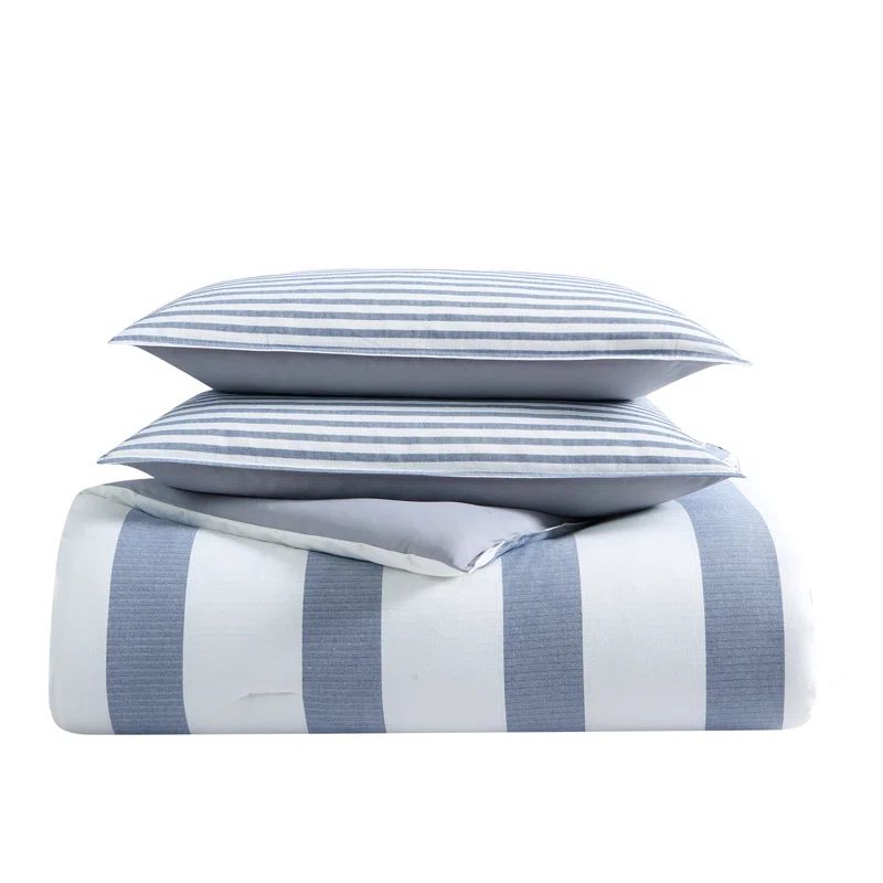 Twin Blue and White Cotton Nautical Duvet Cover Set