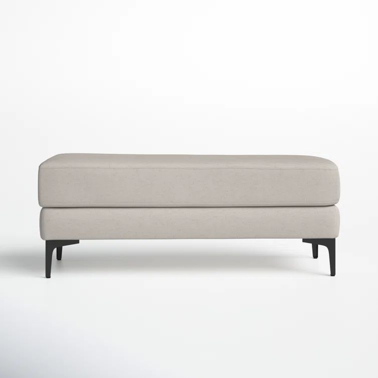 Elsie Transitional Light Grey Linen and Black Wood Bench