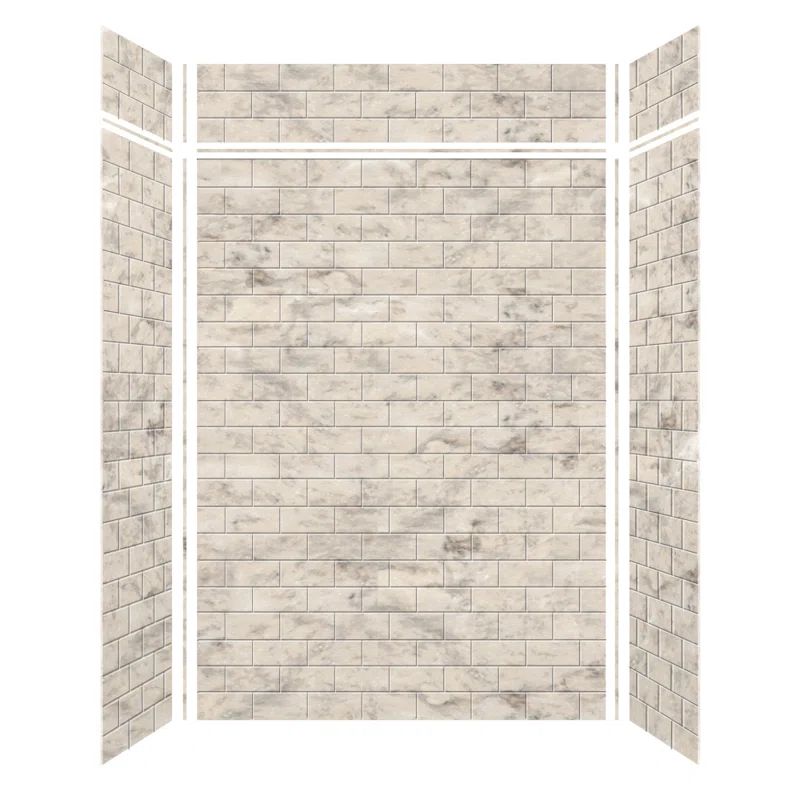 SaraMar Sand Beige 60" x 96" Solid Surface Shower Wall Kit