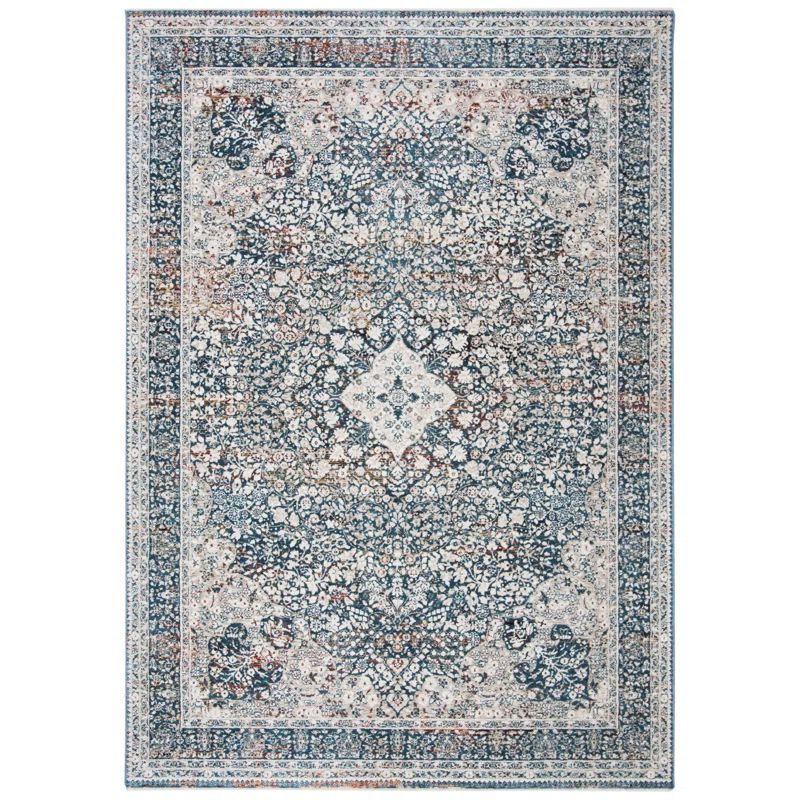 Lauren 60" x 36" Blue and Ivory Hand-knotted Synthetic Rug