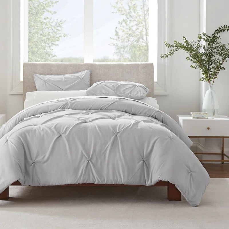 Simply Clean Light Gray Microfiber 3-Piece Duvet Cover Set