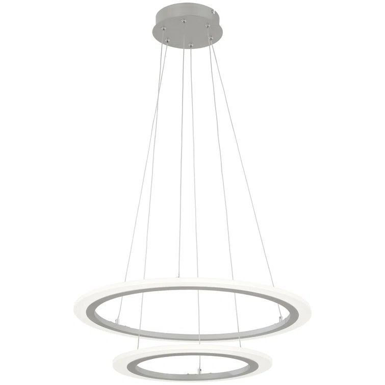 Silver Frosted Acrylic LED Pendant Light with Adjustable Height