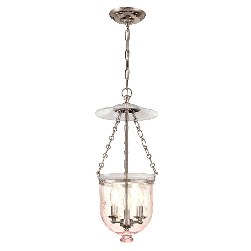 Vintage Polished Nickel Glass Jar Pendant Light 20.75"H