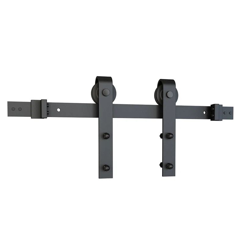 Black Steel Sliding Barn Door Hardware Kit with 96" Track