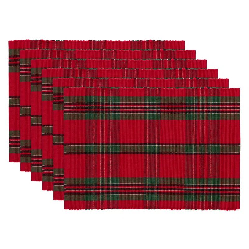 Holiday Plaid Cotton Placemats Set of 6