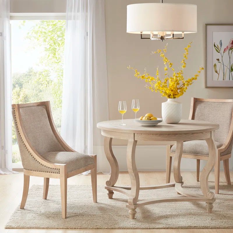 Elmcrest Taupe Linen and Rubberwood Dining Chair