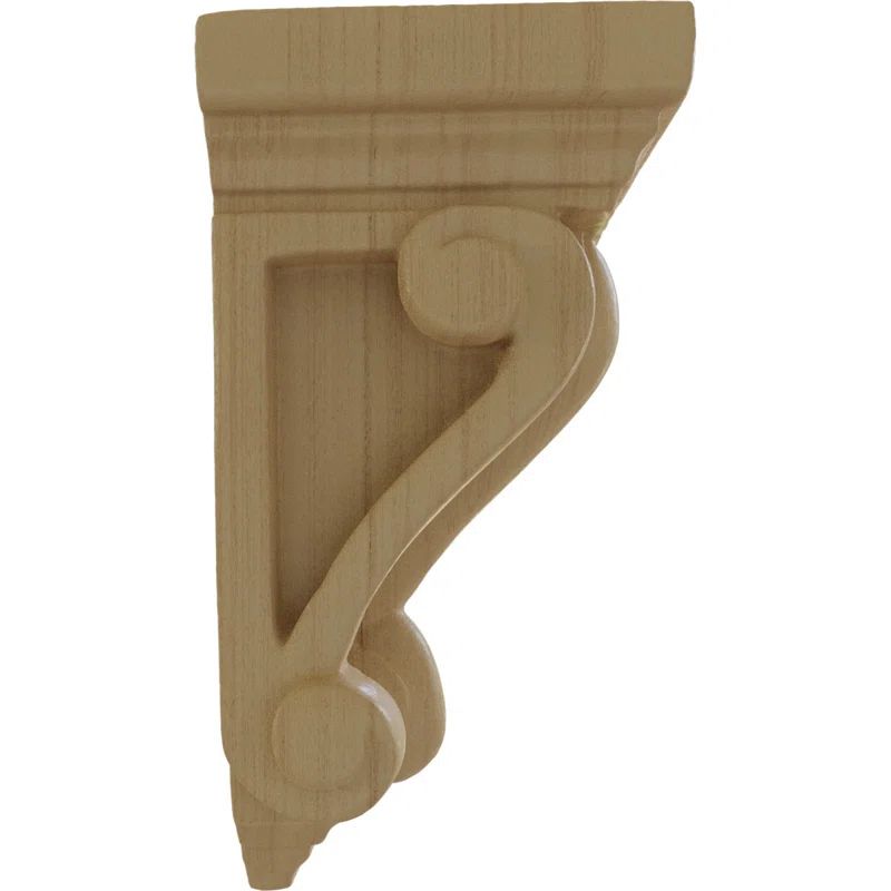 Devon Hand-Carved Rubberwood Traditional Corbel, 4.25" Height