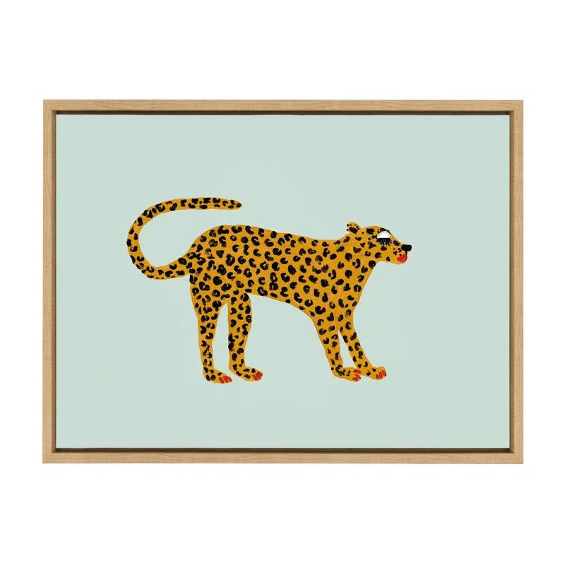 Natural Framed Glam Cat Print on Canvas, 18x24