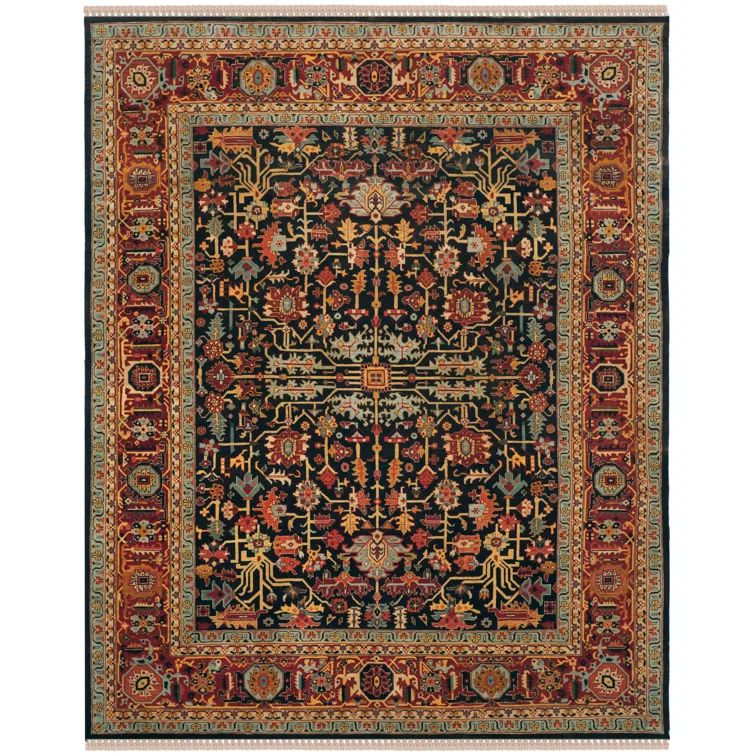 Antique Brown Hand-Knotted Wool and Viscose 8' x 10' Rug