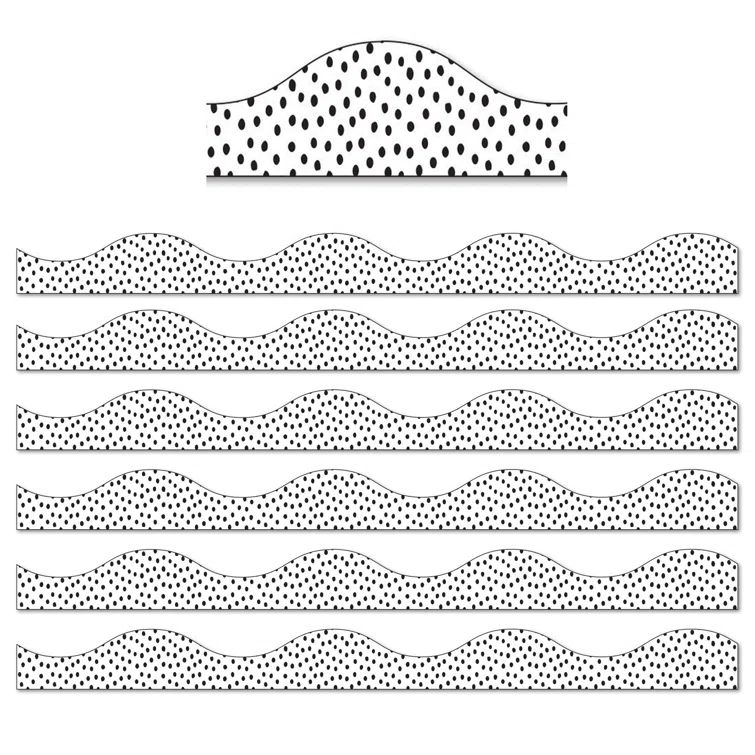 Black and White Magnetic Scallop Border Set, 12 Feet