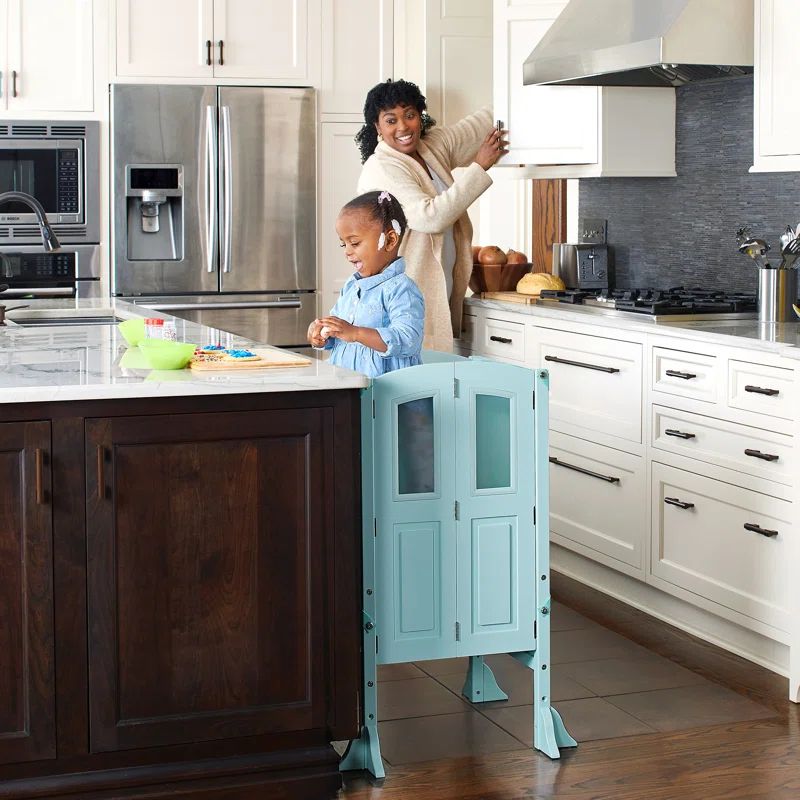 Mint Foldable Wooden Toddler Kitchen Helper Tower