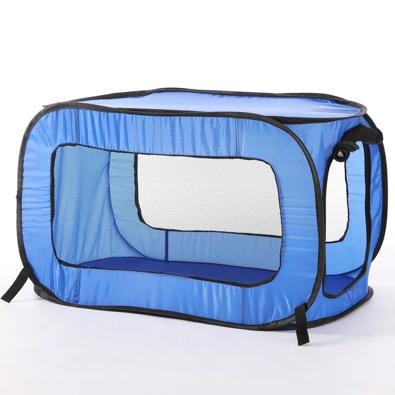 Blue Collapsible Polyester Pet Travel Crate with Mesh Panels