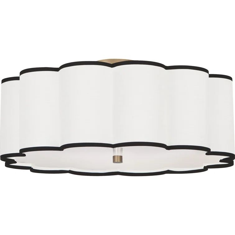 Elegant Scalloped 24" Aged Brass Flush Mount with Glass Diffuser