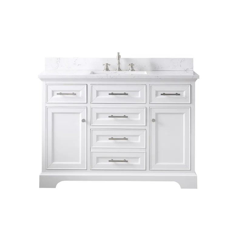 Thompson 48" White Solid Wood and MDF Single Vanity