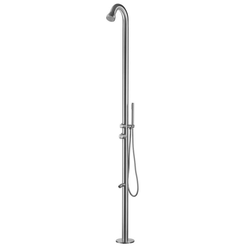 Tall Stainless Steel Freestanding Outdoor Shower with Footwash Spout