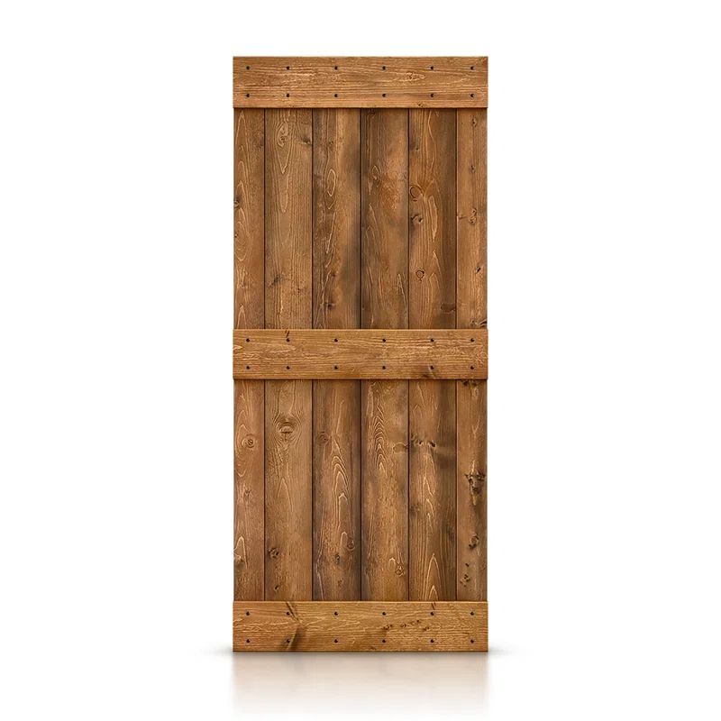 Walnut 42'' x 84'' Solid Pine Wood Sliding Barn Door