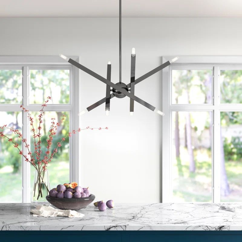 Monaco 8-Light Black Chrome Sputnik Chandelier