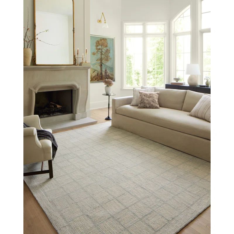 Handmade Black Diamond Tufted Wool Rectangular Area Rug