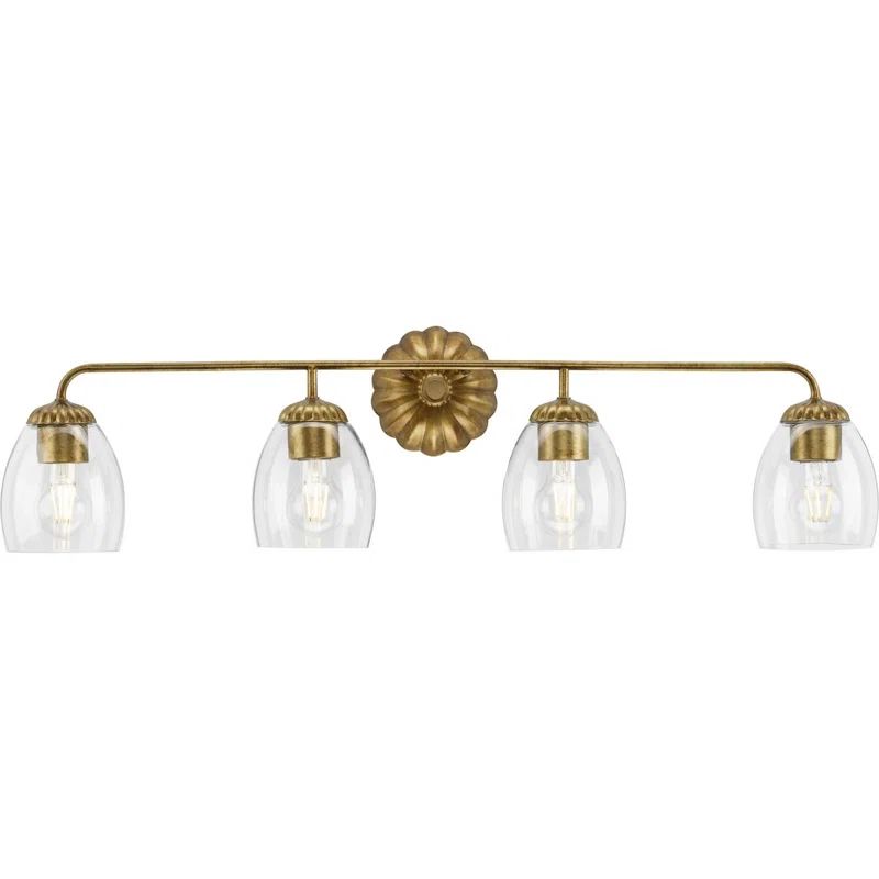 Quillan Gold Ombre 4-Light Vanity Light with Clear Glass Shades