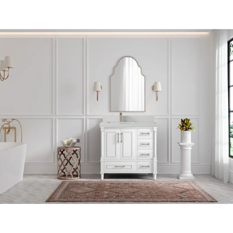 Aberdeen 36'' White Carrara Quartz Single Bathroom Vanity