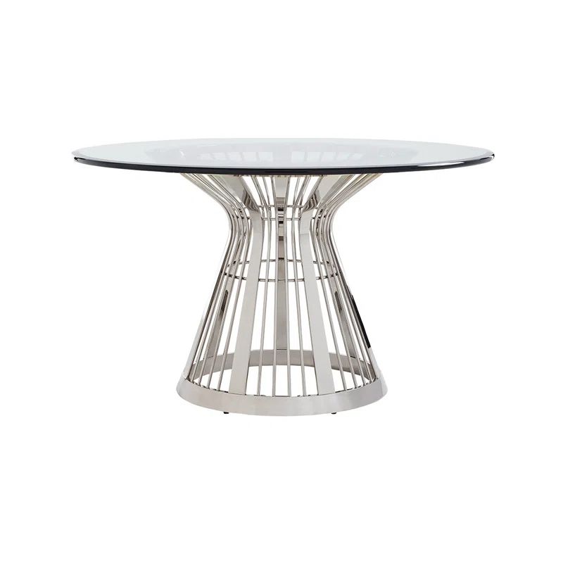 Elegance Platinum 54" Round Glass Contemporary Dining Table