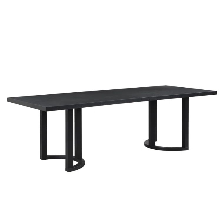 Evat 95" Black Rubberwood Modern 8 Seater Dining Table