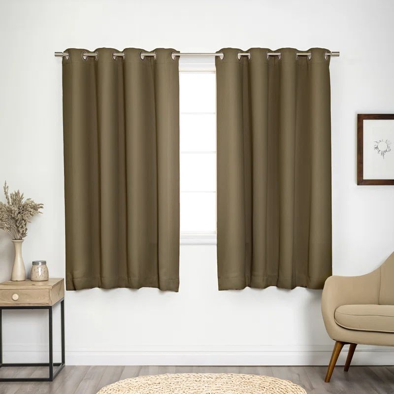 Olive Blackout Grommet Polyester Window Panels Set
