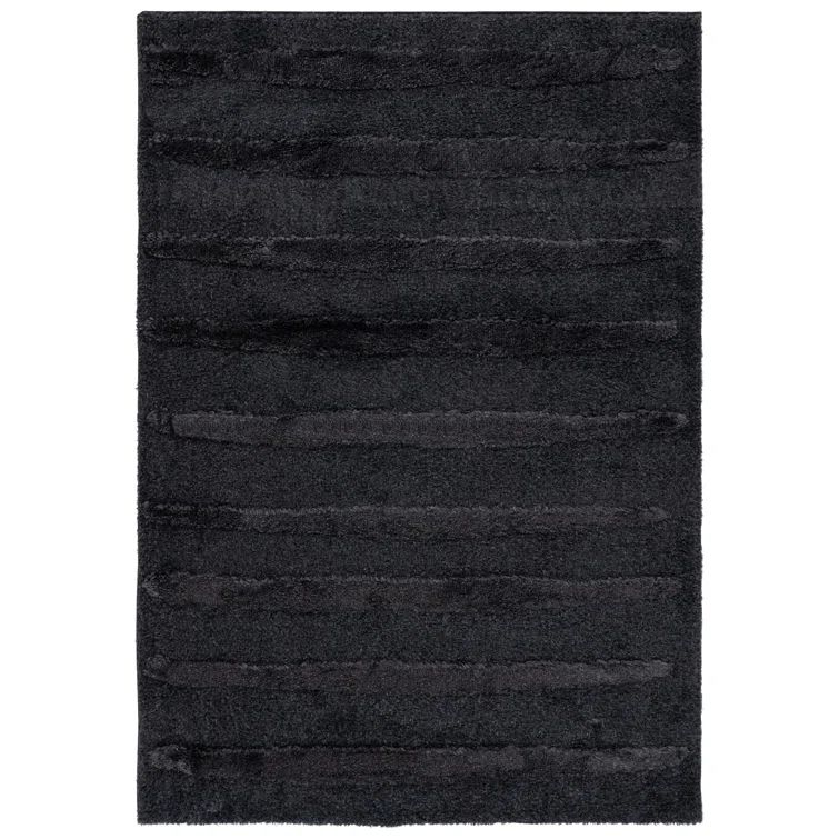 Charcoal Stripe Luxe Shag 8' x 10' Hand-Knotted Rug