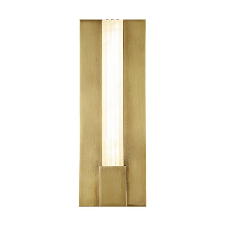 Kismet Column-Like Alabaster & Vintage Brass LED Bath Sconce