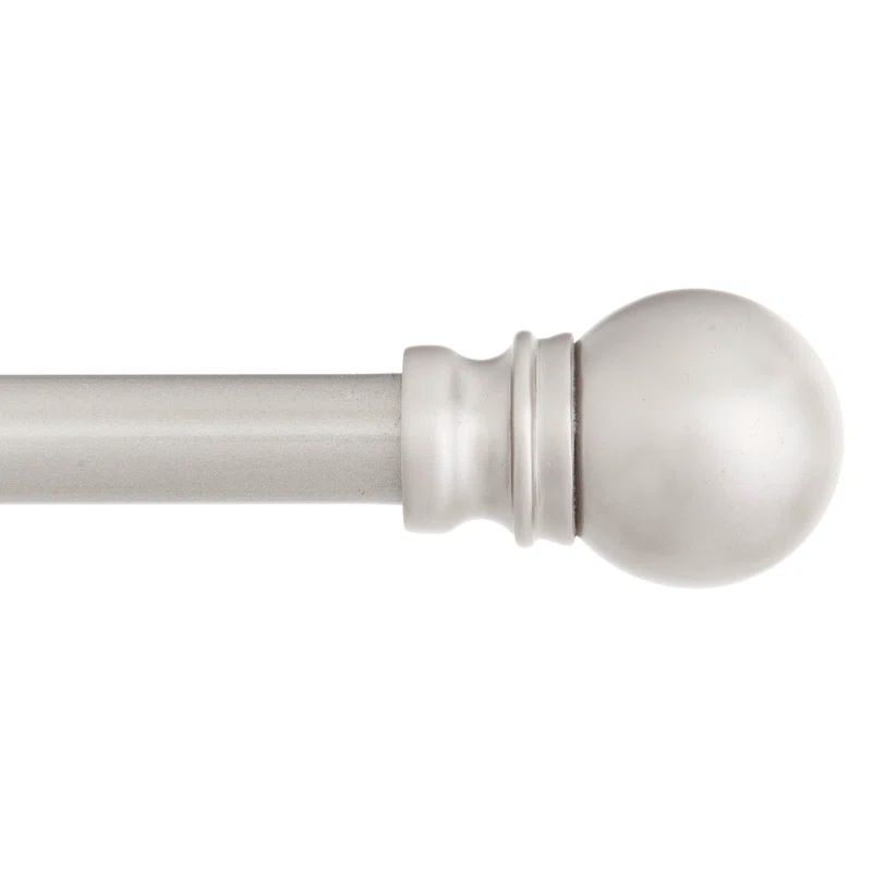 Brushed Nickel Adjustable Petite Cafe Curtain Rod with Ball Finials