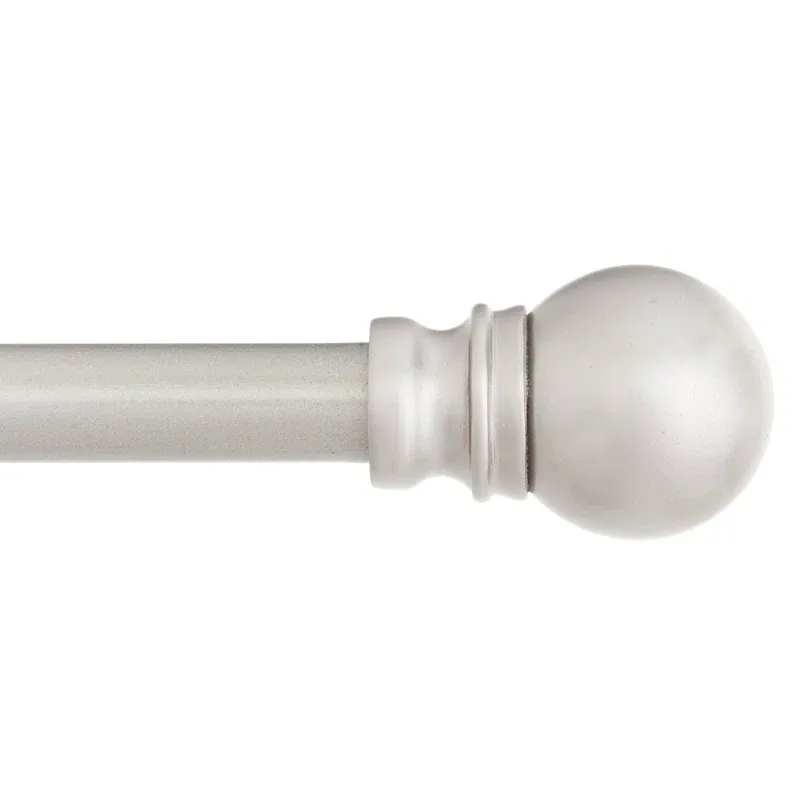 Brushed Nickel Adjustable Petite Café Curtain Rod with Ball Finials
