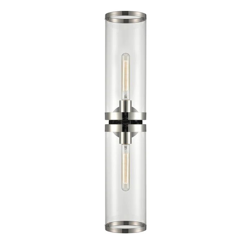 Polished Nickel Cylinder Wall Light with Clear Glass Shade